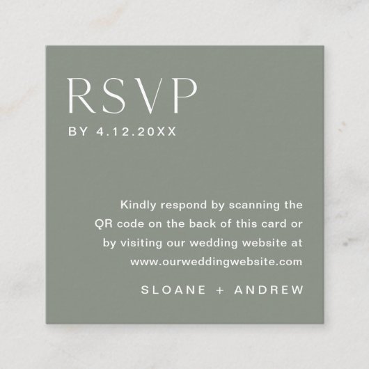 SAGE Bohemian RSVP kaart, QR-code invoeging Informatiekaartje (Voorkant)