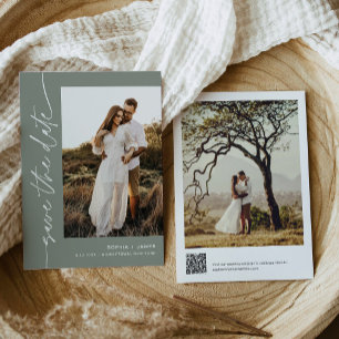 SAGE Bohemian Save the Date with QR Code Kaart