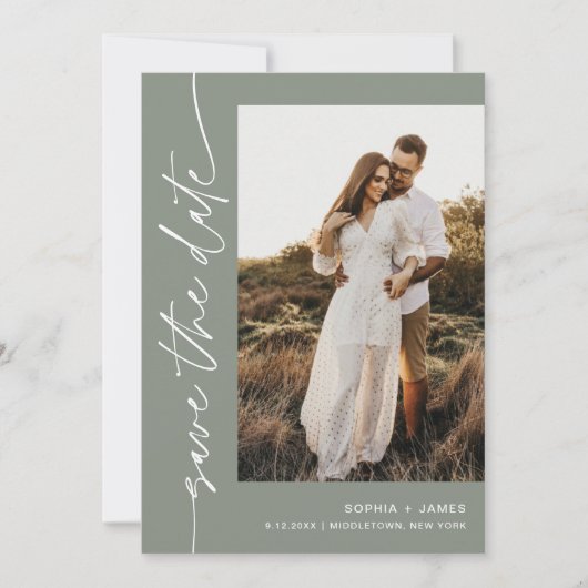 SAGE Bohemian Save the Date with QR Code Kaart (Voorkant)