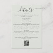 Sage Bohemian Script Eenvoudige bruiloft Details Informatiekaartje (Voorkant)