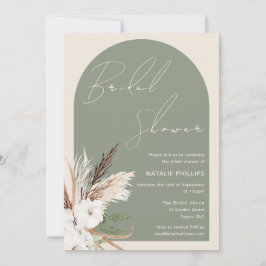 Sage Boho Arch Beige Bloemen Vrijgezellenfeest Kaart