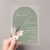 Sage Boho Arch White Floral Vrijgezellenfeest Acryl Uitnodigingen (Insitu (Draagbaar))