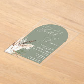 Sage Boho Arch White Floral Vrijgezellenfeest Acryl Uitnodigingen (Laagn)