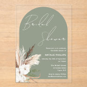 Sage Boho Arch White Floral Vrijgezellenfeest Acryl Uitnodigingen (Voorkant)
