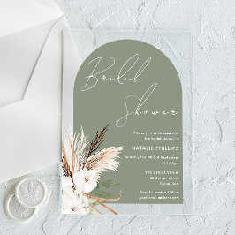 Sage Boho Arch White Floral Vrijgezellenfeest Acryl Uitnodigingen