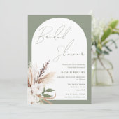 Sage Boho Arch White Floral Vrijgezellenfeest Kaart (Staand voorkant)