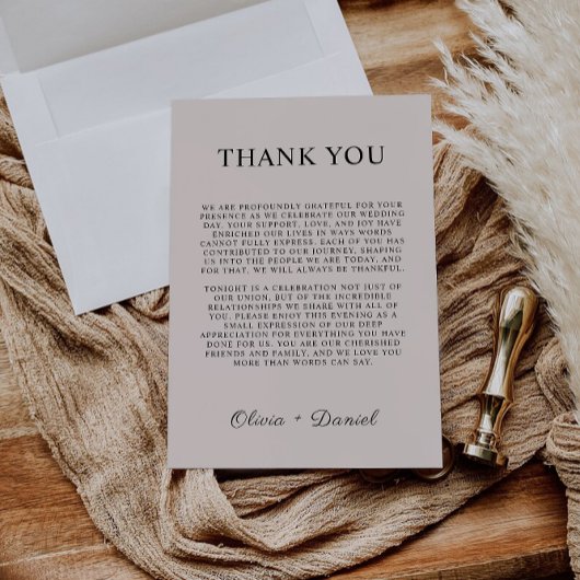 Sage Boho Bedankt Letter, Napkin Opmerking Menu