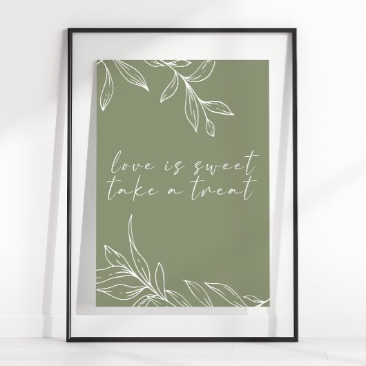 Sage Boho Bloem Bruiloft Liefde Is Zoet Poster