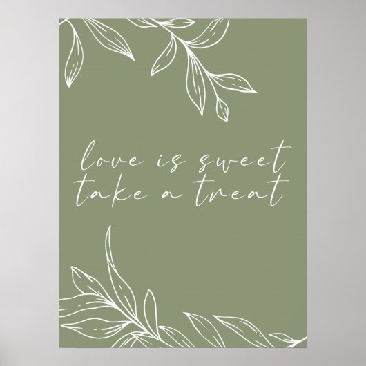 Sage Boho Bloem Bruiloft Liefde Is Zoet Poster (Voorkant)