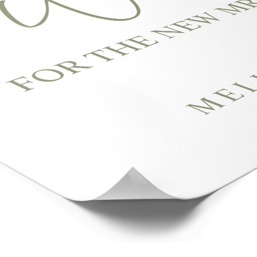 Sage Boho Bloem Eenvoudig Bruiloft Advies & Wensen Poster (Hoek)