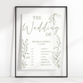 Sage Boho Bloem Eenvoudig Huwelijksprogramma Schem Poster