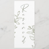 Sage Boho Bloem Eenvoudige Gereserveerde Zitplaats Menu (Achterkant)