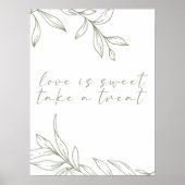 Sage Boho Bloem Eenvoudige Trouwliefde Is Zoet Poster (Voorkant)