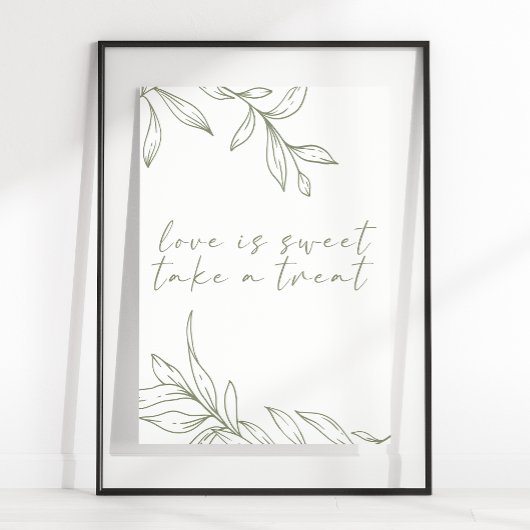 Sage Boho Bloem Eenvoudige Trouwliefde Is Zoet Poster