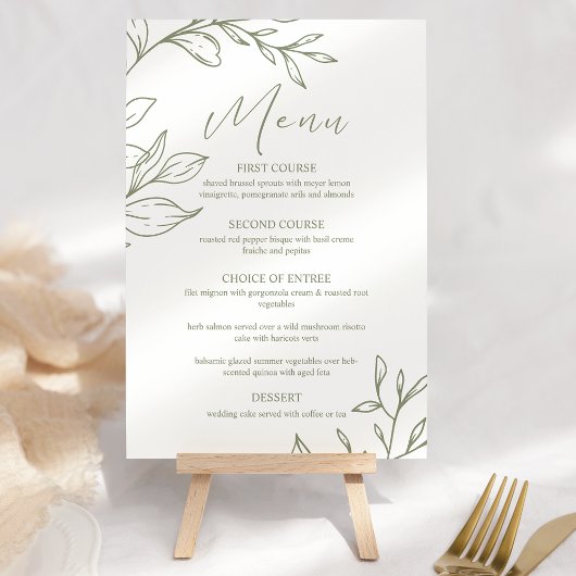 Sage Boho Bloemen Boho Trouwmenu Menu