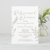 Sage Boho Bloemen Bruiloft Probediner Kaart (Staand voorkant)
