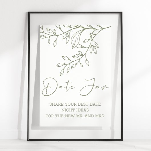 Sage Boho Bloemen Date Nacht Poster