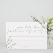 Sage Boho Bloemen Date Night Idee Shower Spel Briefpapier (Staand voorkant)