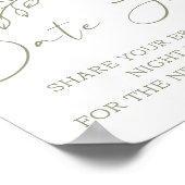 Sage Boho Bloemen Datum Nacht Poster (Hoek)