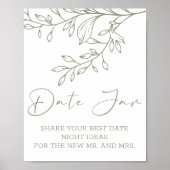 Sage Boho Bloemen Datum Nacht Poster (Voorkant)