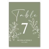 Sage Boho Bloemen Eenvoudig Trouwtafel Nummer Kaart (Voorkant)