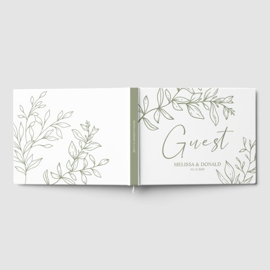 Sage Boho Bloemen Eenvoudige Boho Bruiloft Gastenboek (Volledig)