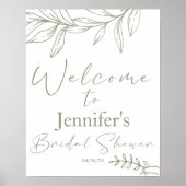 Sage Boho Bloemen Elegante Bruiloft Feest Bruid Poster (Voorkant)