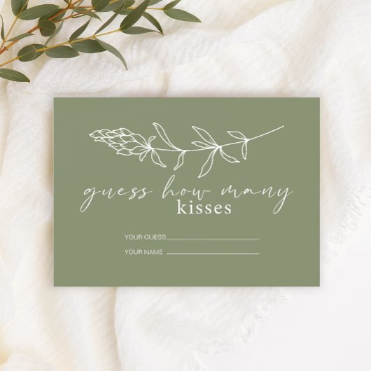 Sage Boho Bloemen Hoeveel Kisses Bruids Spel Informatiekaartje