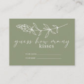 Sage Boho Bloemen Hoeveel Kisses Bruids Spel Informatiekaartje (Voorkant)