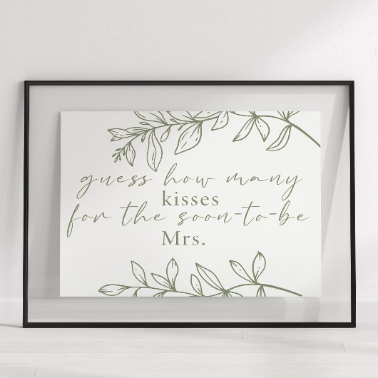 Sage Boho Bloemen Raad Hoeveel Kusjes Spel Post Poster