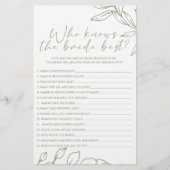 Sage Boho Bloemen Spel Wie Weet Bruid Beste Flyer (Voorkant)