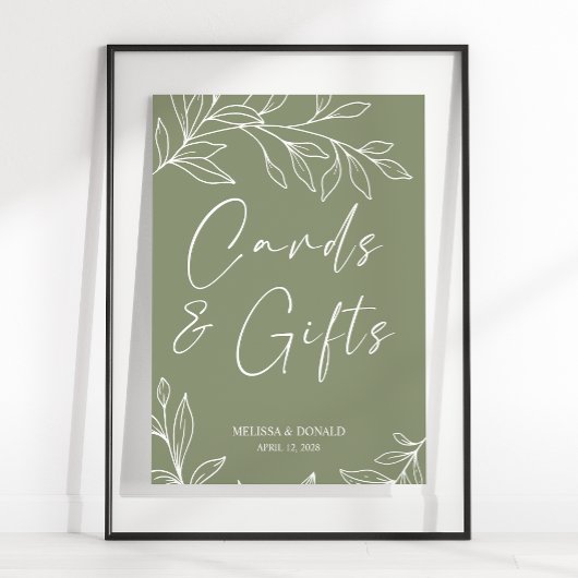 Sage Boho Bloemen Trouwkaart & Cadeaus Poster