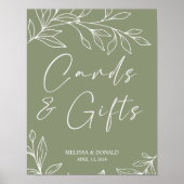 Sage Boho Bloemen Trouwkaart & Cadeaus Poster (Voorkant)