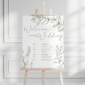 Sage Boho Bloemen Trouwschema Poster