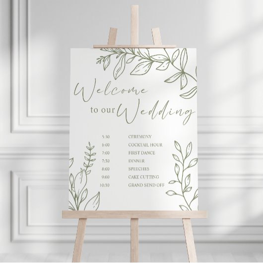 Sage Boho Bloemen Trouwschema Poster