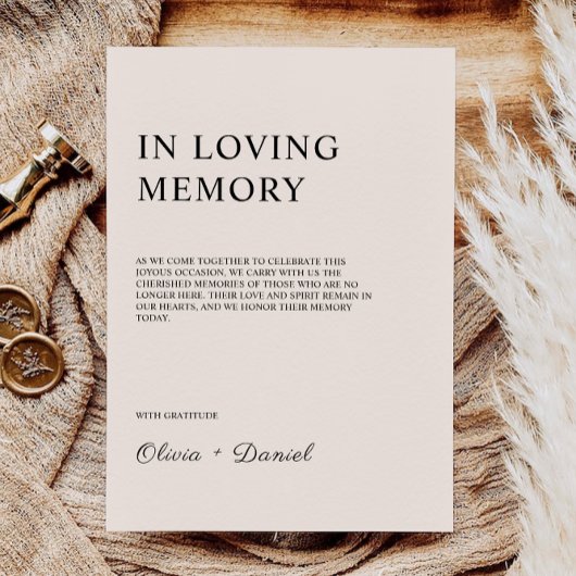 Sage Boho bruiloft in liefdevolle herinnering teke Kaart