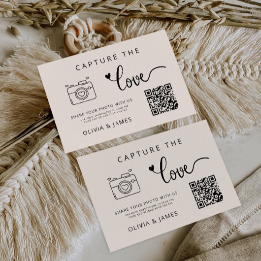 Sage Boho Capture the Love Wedding QR Code Kaart,