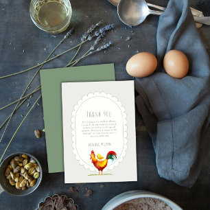 Sage Boho Cottagecore Haan Kip Baby Shower Bedankkaart