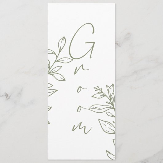 Sage Boho Flower Eenvoudige gereserveerde zitplaat Menu (Voorkant)