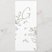 Sage Boho Flower Eenvoudige gereserveerde zitplaat Menu (Achterkant)