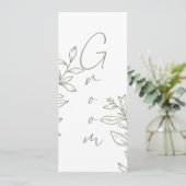 Sage Boho Flower Eenvoudige gereserveerde zitplaat Menu (Staand voorkant)