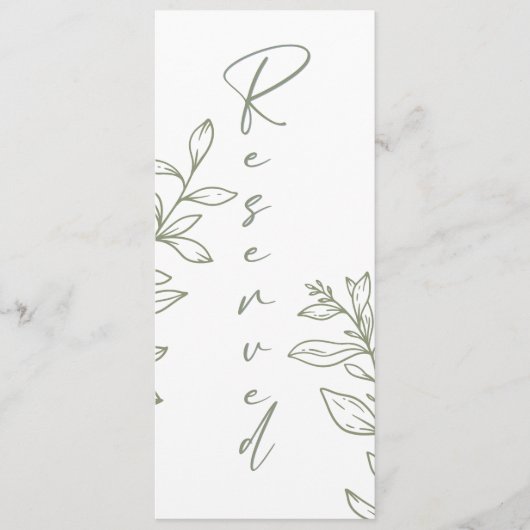 Sage Boho Flower Eenvoudige gereserveerde zitplaat Menu (Voorkant)