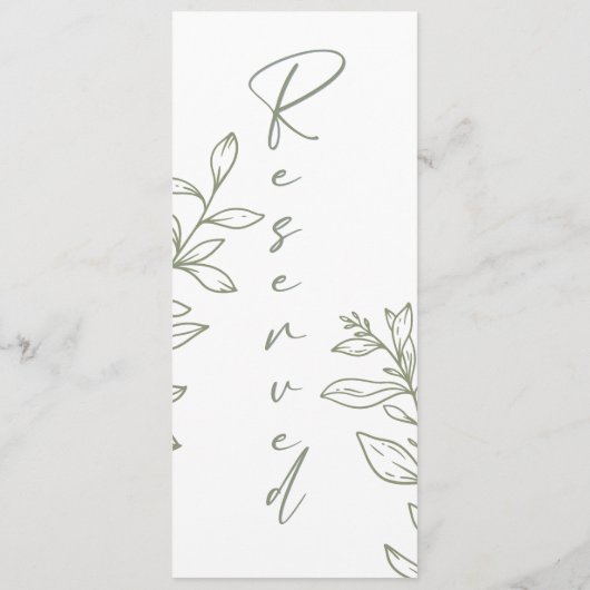 Sage Boho Flower Eenvoudige gereserveerde zitplaat Menu (Achterkant)