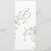 Sage Boho Flower Eenvoudige gereserveerde zitplaat Menu (Voorkant)