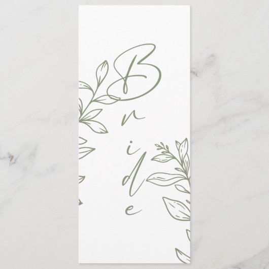 Sage Boho Flower Eenvoudige gereserveerde zitplaat Menu (Voorkant)