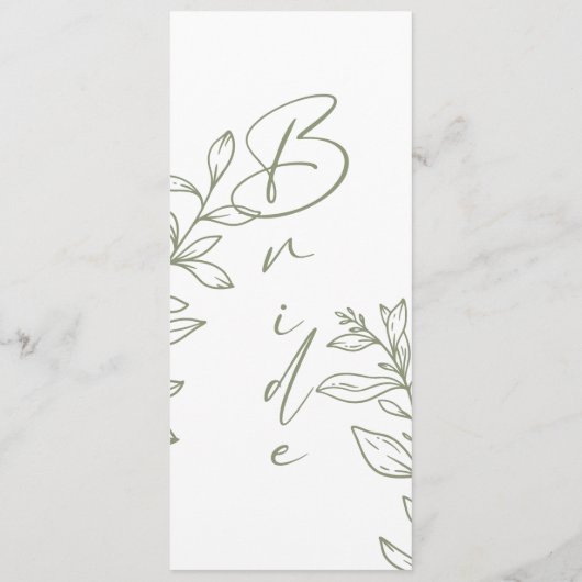 Sage Boho Flower Eenvoudige gereserveerde zitplaat Menu (Achterkant)