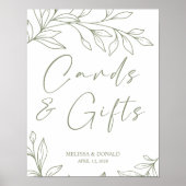 Sage Boho Flowers Eenvoudige bruiloft Kaart & gesc Poster (Voorkant)