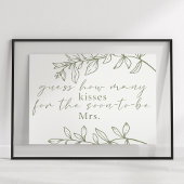 Sage Boho Flowers raad hoeveel kussen Game Post Poster