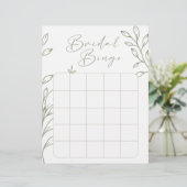 Sage Boho Flowers Vrijgezellenfeest Bingogame (Staand voorkant)