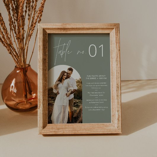 SAGE Boho fototafel nummer met leuke weetjes 5x7 Kaart